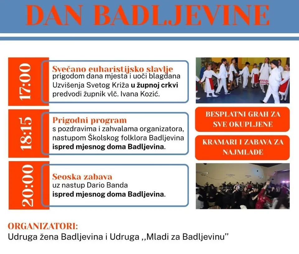 Fotografija uz članak „DAN BADLJEVINE Proslava donosi druženje, folklor, grah i glazbu“