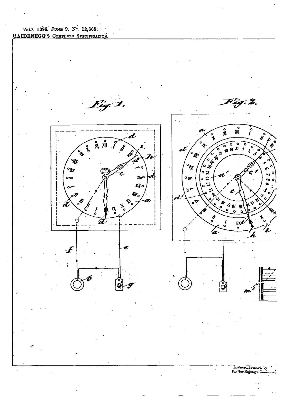 Patent alarmnog sata crtež Konstantin Haidenegg
