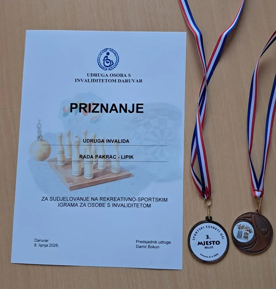 Fotografija uz članak „UDRUGA INVALIDA RADA PAKRAC-LIPIK Uspješni u igrama na susretima "Daruvar 2026."“