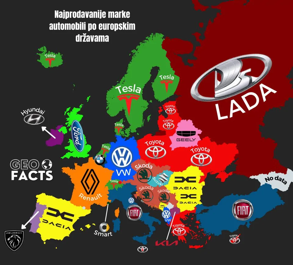 Najprodavanije marke automobila po europskim državama