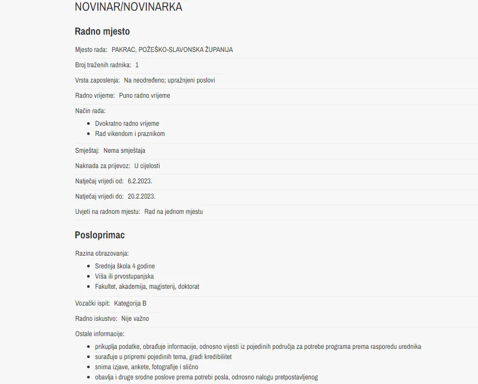 Fotografija uz članak „ZA RAD U PAKRAČKOM LISTU Zapošljavamo novinara/novinarku“