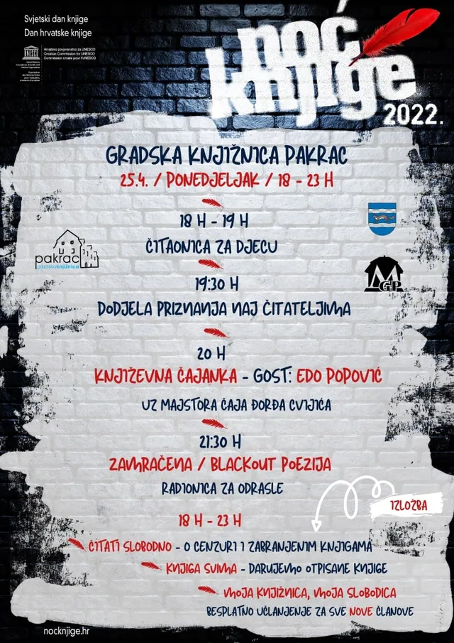 Noć knjige Gradska knjižnica Pakrac