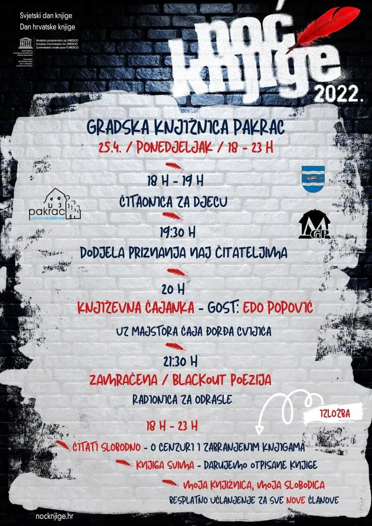 Noć knjige Gradska knjižnica Pakrac