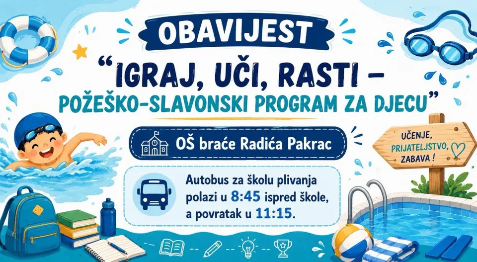 Fotografija uz članak „Besplatna škola plivanja za predškolce i djecu od 1. do 4. razreda“