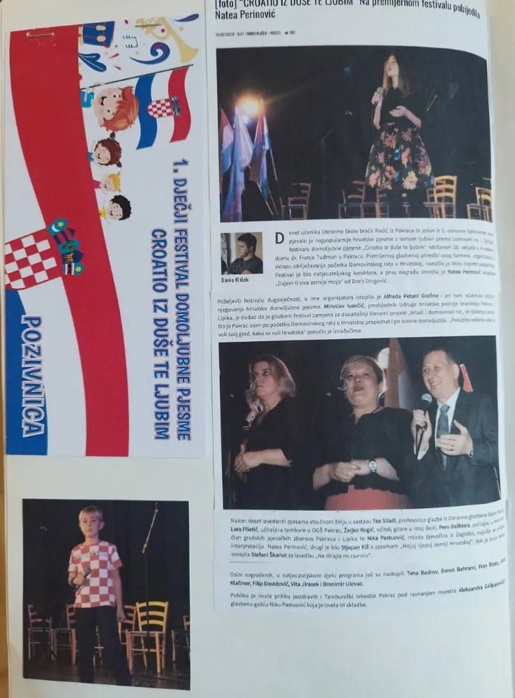 2020 održan je prvi festival dječje domoljubne pjesme u čijoj ogranizaciji sudjeluje OGŠ Pakrac