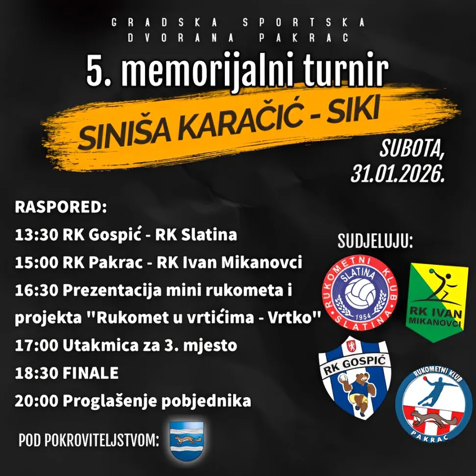 Fotografija uz članak „Održava se 5. memorijalni rukometni turnir u Pakracu „Siniša Karačić – Siki““