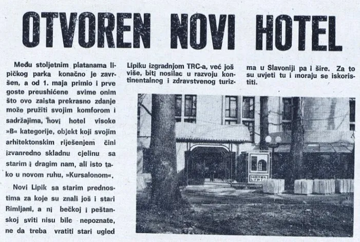 Fotografija uz članak „IZ ARHIVE „PAKRAČKOG VJESNIKA“ Turistički Lipik prije više od 45 godina“