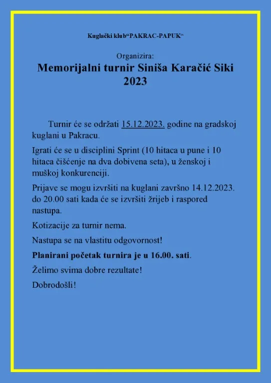 memorijalni turnir Siki kuglanje