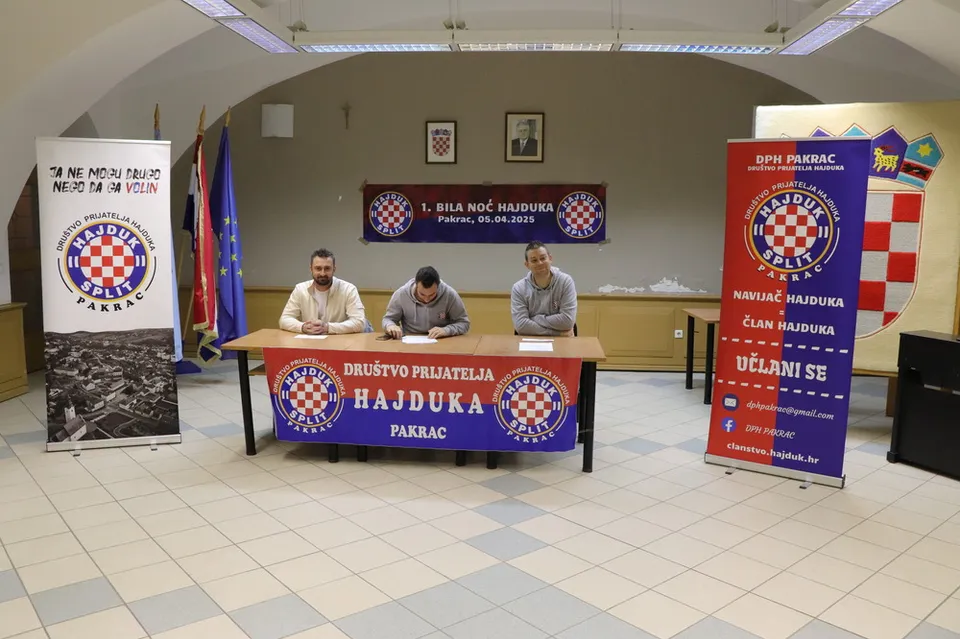 Fotografija uz članak „SKUPŠTINA DRUŠTVA PRIJATELJA HAJDUKA PAKRAC Glavna aktivnost Bila noć“