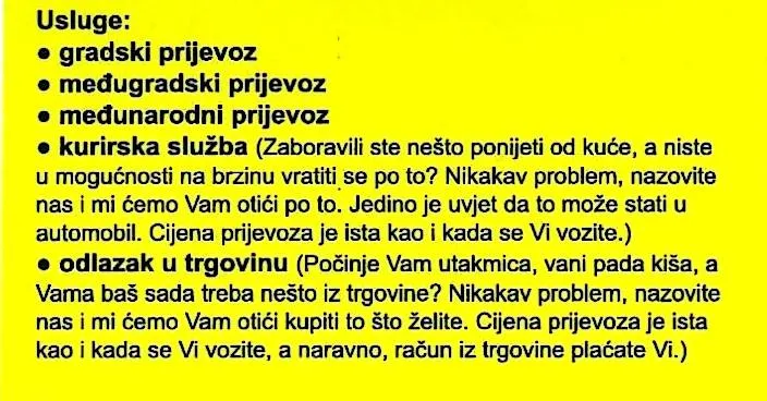 Fotografija uz članak „(PROMO) TAXI TOMA T. „Osim prijevoza, odlazim u trgovinu po namirnice i po stvari koje ste zaboravili ponijeti"“