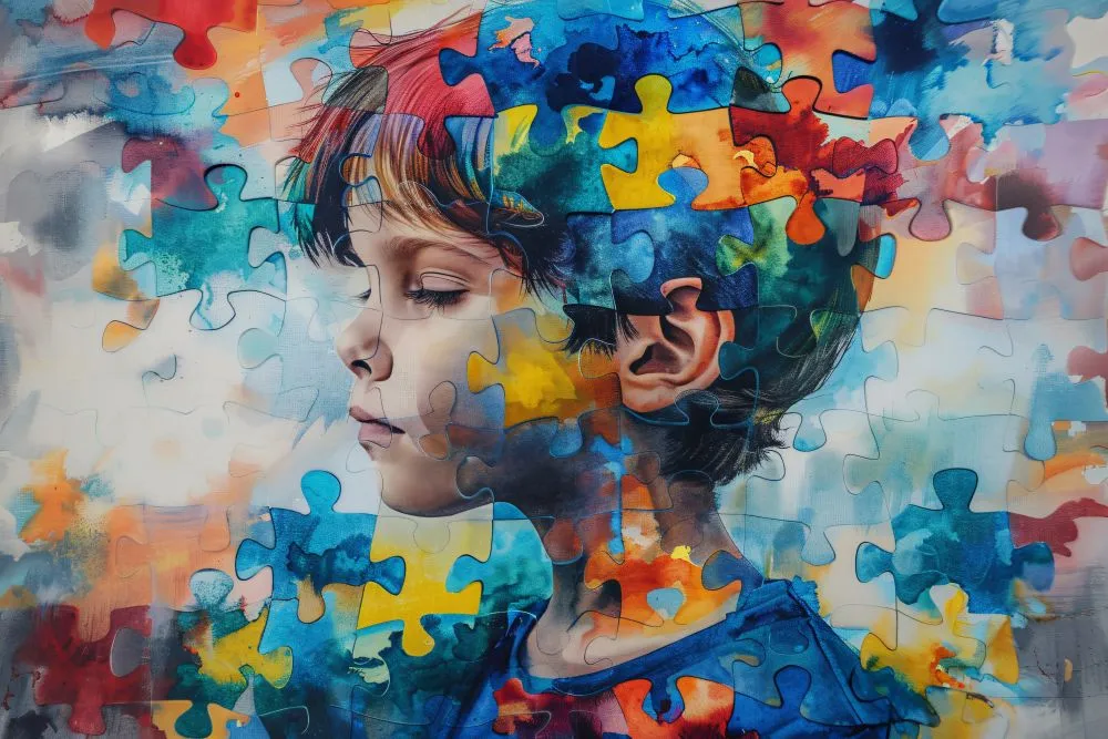 autism day with colorful portrait