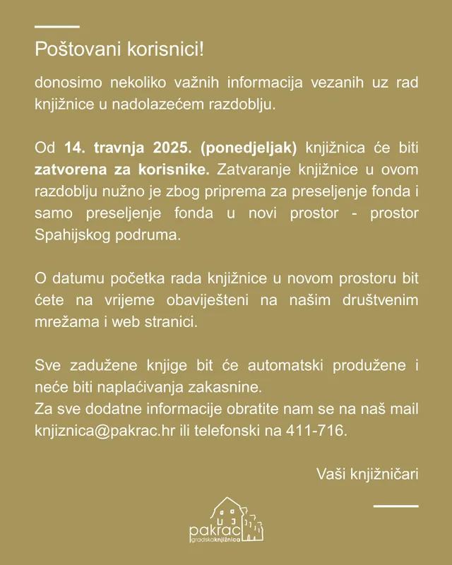 obavijest Knjiznica