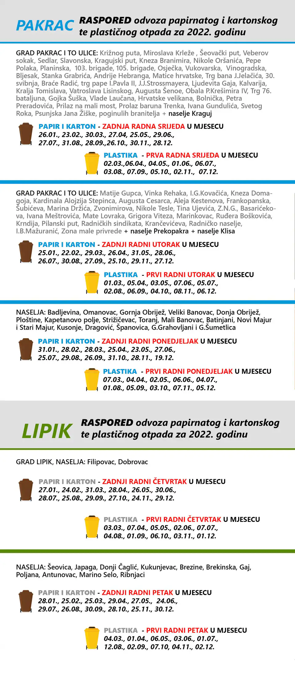 Komunalac raspored
