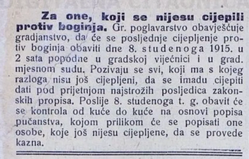 cijepljenje 1915.
