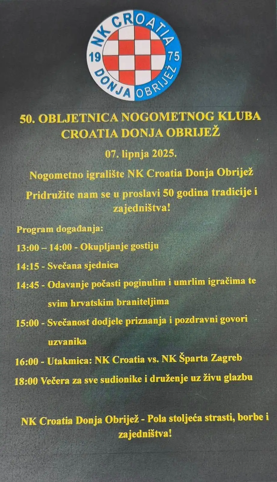 Fotografija uz članak „NK CROATIA DONJA OBRIJEŽ Uskoro obljetnica 50. godine postojanja kluba“